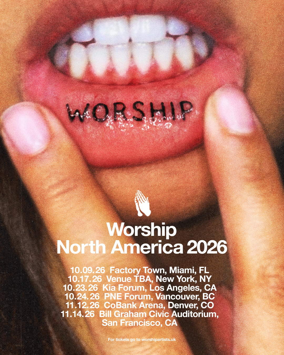 Cartel de la gira WORSHIP Norteamérica 2026
